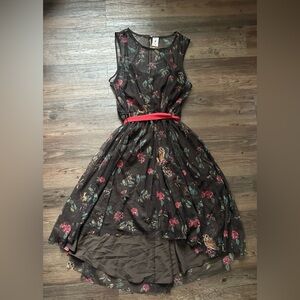 LC Lauren Conrad Disney collection Brown Floral High Low Dress -snow white